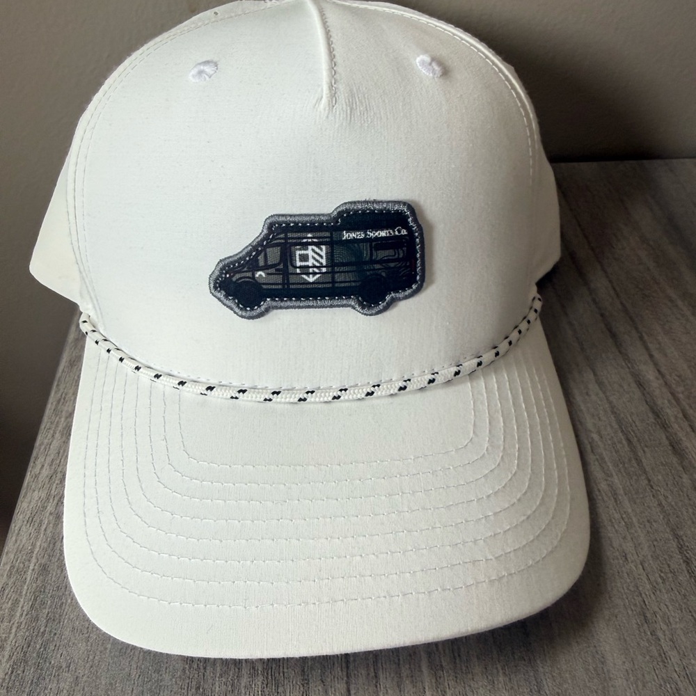 White Baseball Cap with Van Patch - Jones Sports Co.